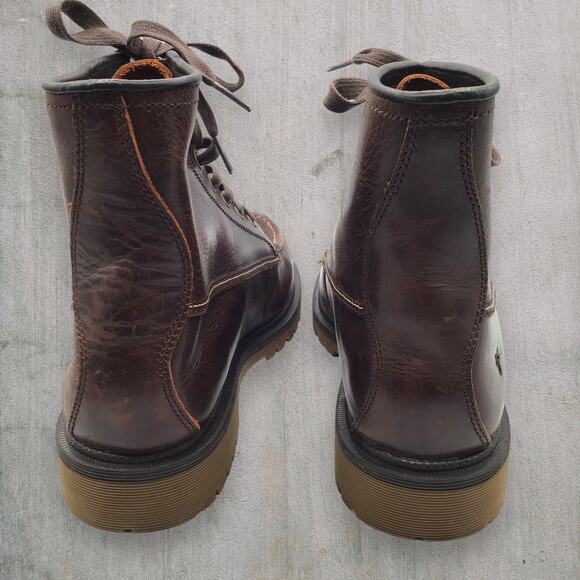 New Frye Pine Lug Work Boots Men’s 10.5 Brown Leather Moc Toe Lace-Up Rugged - Picture 4 of 10